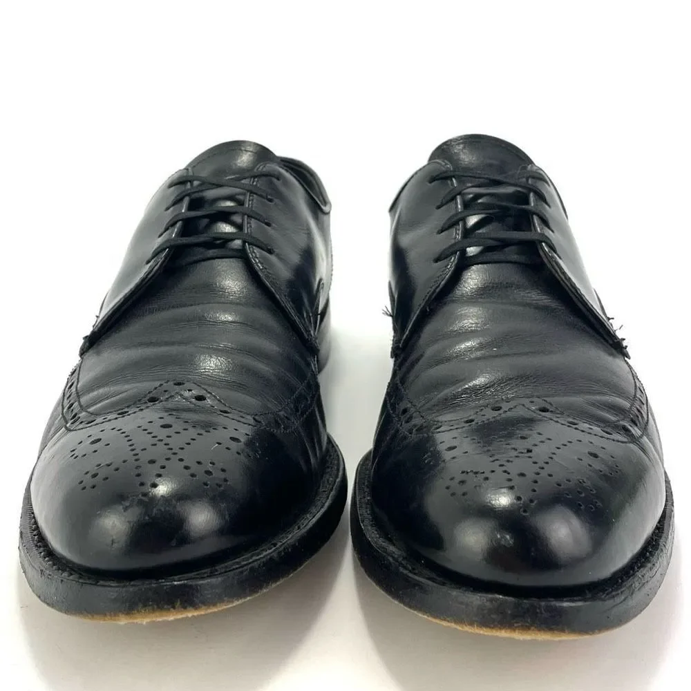 E.T. Wright Black Leather Wingtip Oxfords Men's size 10AA‎